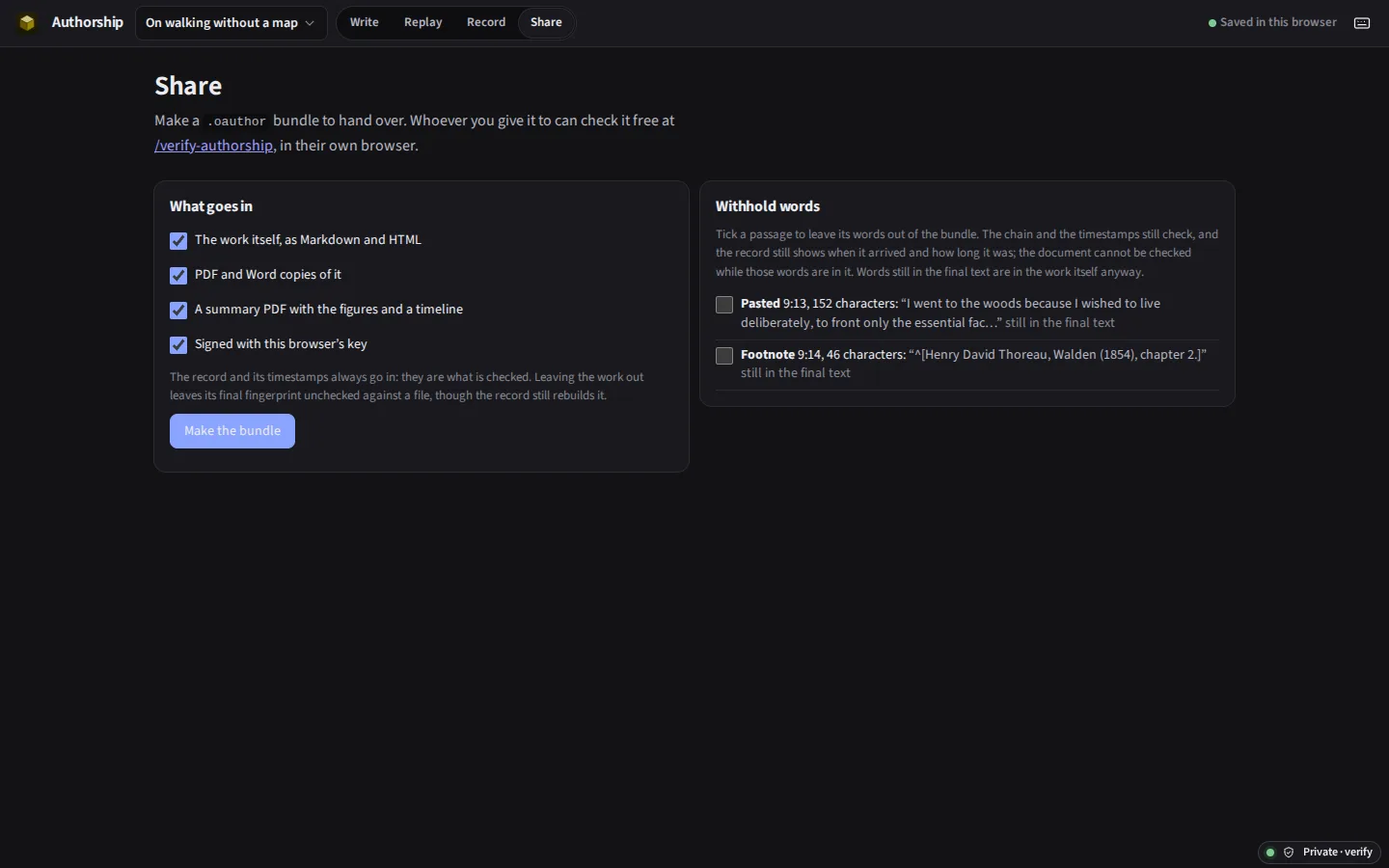 The same Share screen in the dark theme