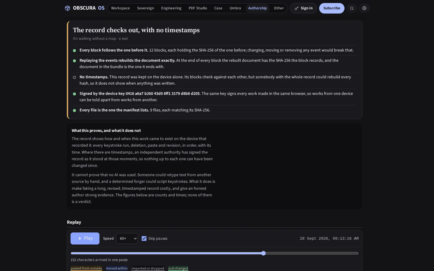 The same checking page in the dark theme