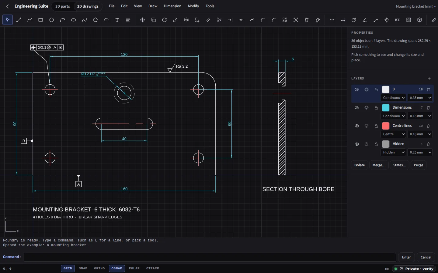 The same drawing in Foundry's dark theme