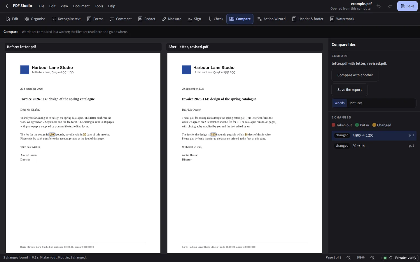 The same comparison in the dark theme