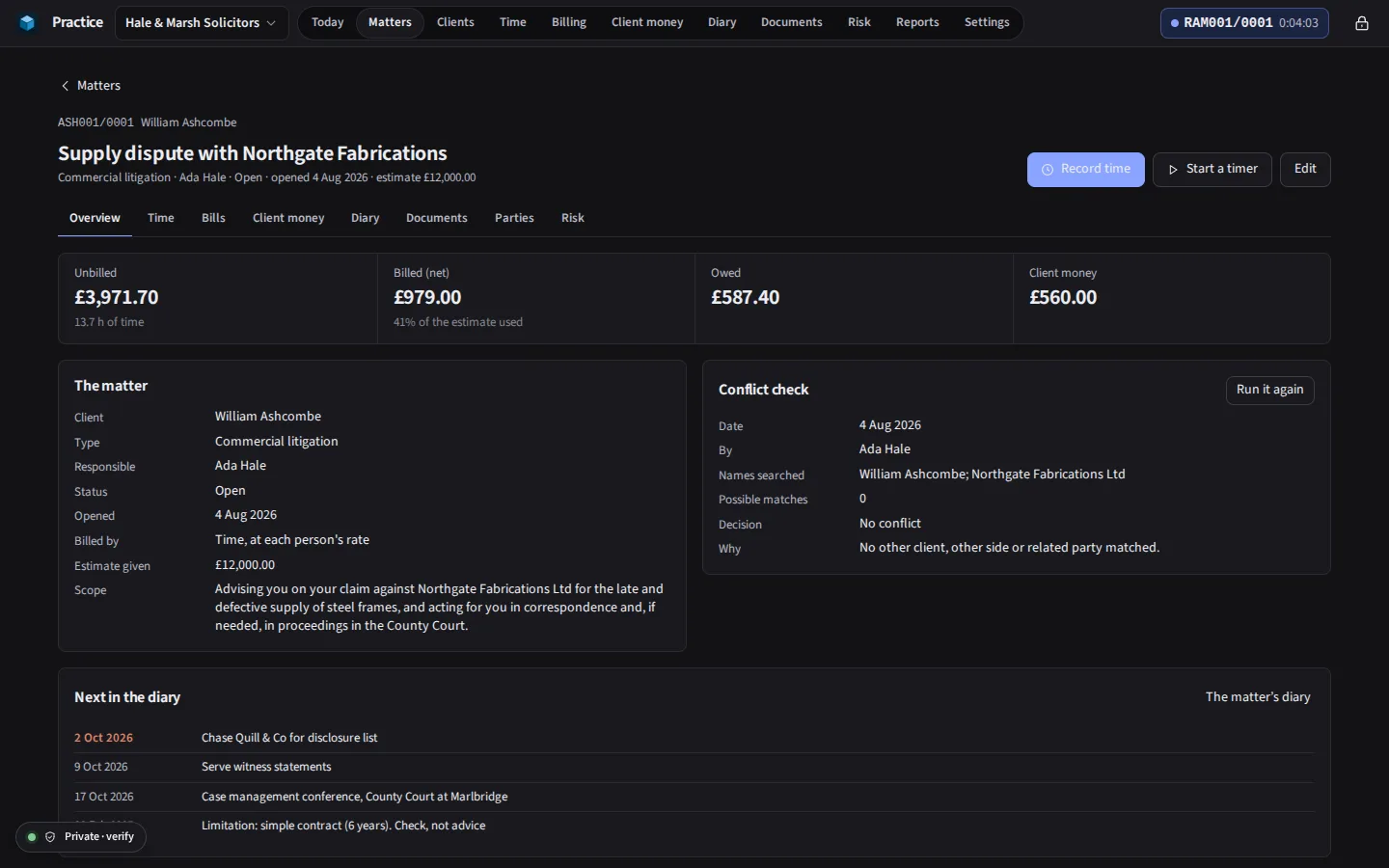 The same matter in the dark theme